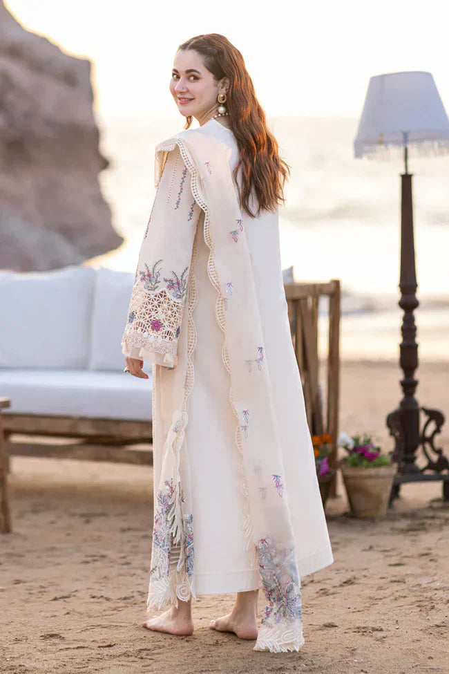 Qline- 3PC LAWN EMBROIDERED SHIRT WITH ORGANZA CUTWORK EMBROIDERED DUPATTA AND TROUSER | 1054