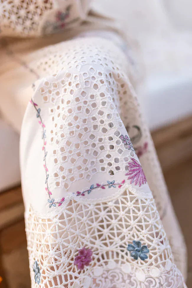 Qline- 3PC LAWN EMBROIDERED SHIRT WITH ORGANZA CUTWORK EMBROIDERED DUPATTA AND TROUSER | 1054