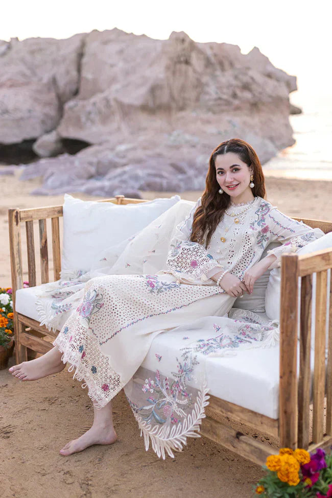 Qline- 3PC LAWN EMBROIDERED SHIRT WITH ORGANZA CUTWORK EMBROIDERED DUPATTA AND TROUSER | 1054