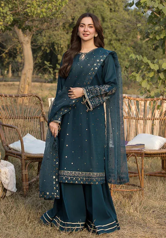 3PC Lawn Sequence Embroidered Shirt with Sequence Embroidered Orgnza Dupatta (Unstitched) - 2585