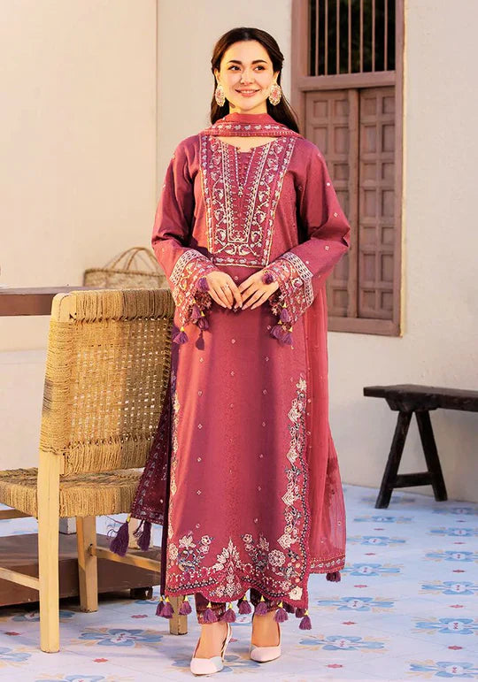 3PC Lawn Embroidered Shirt with Embroidered Chiffon Dupatta (Unstitched) - 2596