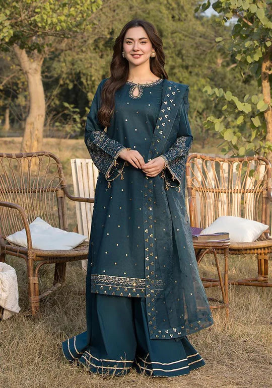 3PC Lawn Sequence Embroidered Shirt with Sequence Embroidered Orgnza Dupatta (Unstitched) - 2585