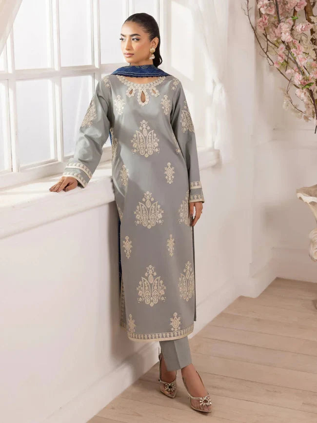 PREMIUM LAWN 3pc Embroided Unstitched Designer suit I 2505
