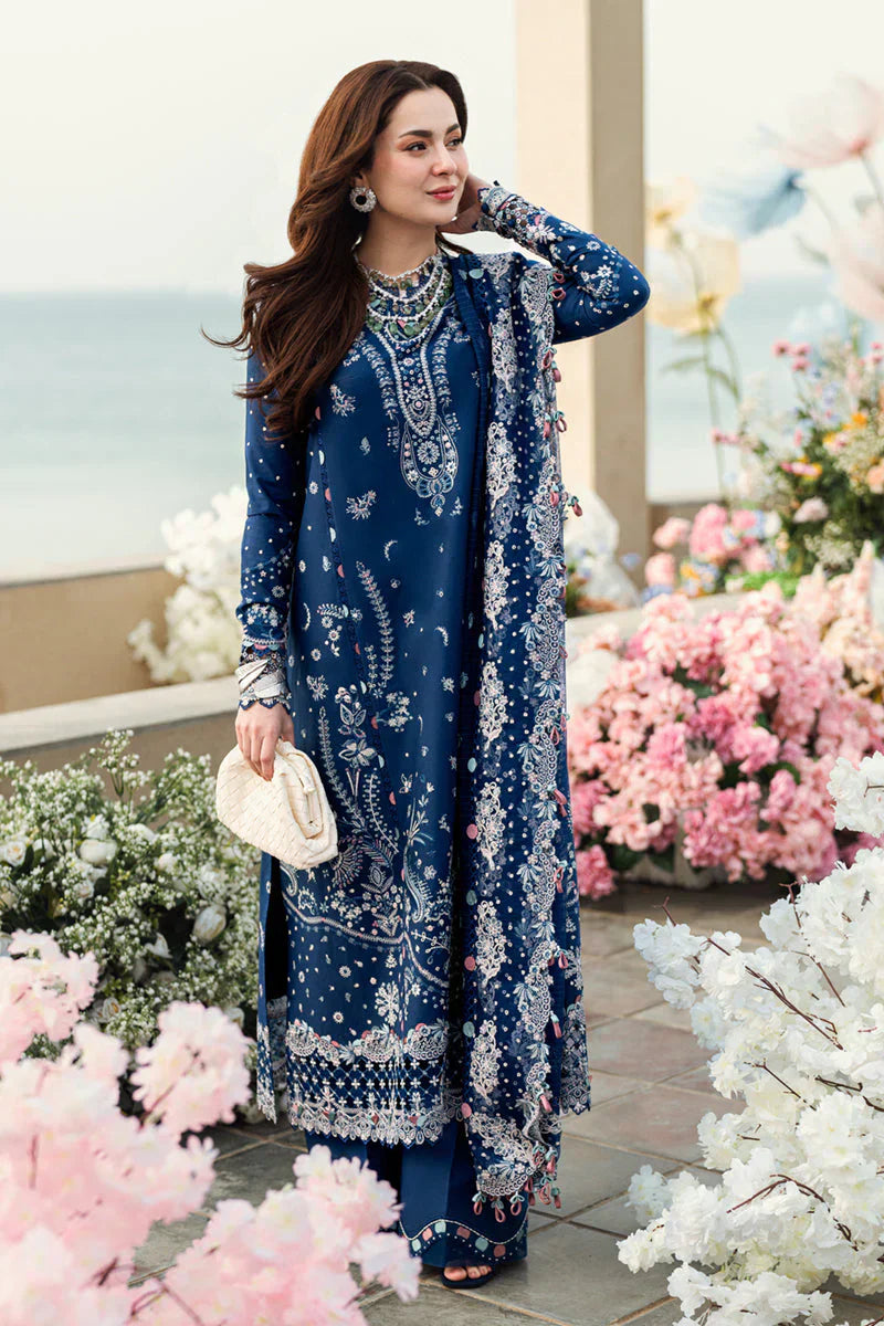 Qline - 3PC LAWN EMBROIDERED SHIRT WITH JACQUARD WEAVED EMBROIDERED DUPATTA AND COTTON TROUSER \ 1080