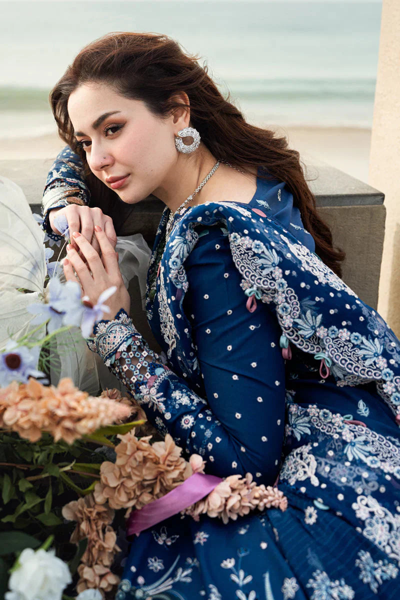 Qline - 3PC LAWN EMBROIDERED SHIRT WITH JACQUARD WEAVED EMBROIDERED DUPATTA AND COTTON TROUSER \ 1080