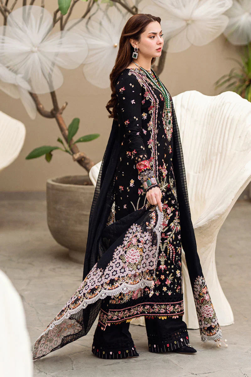 Qline - 3PC LAWN EMBROIDERED SHIRT WITH JACQUARD WEAVED EMBROIDERED DUPATTA AND COTTON TROUSER \ 1073