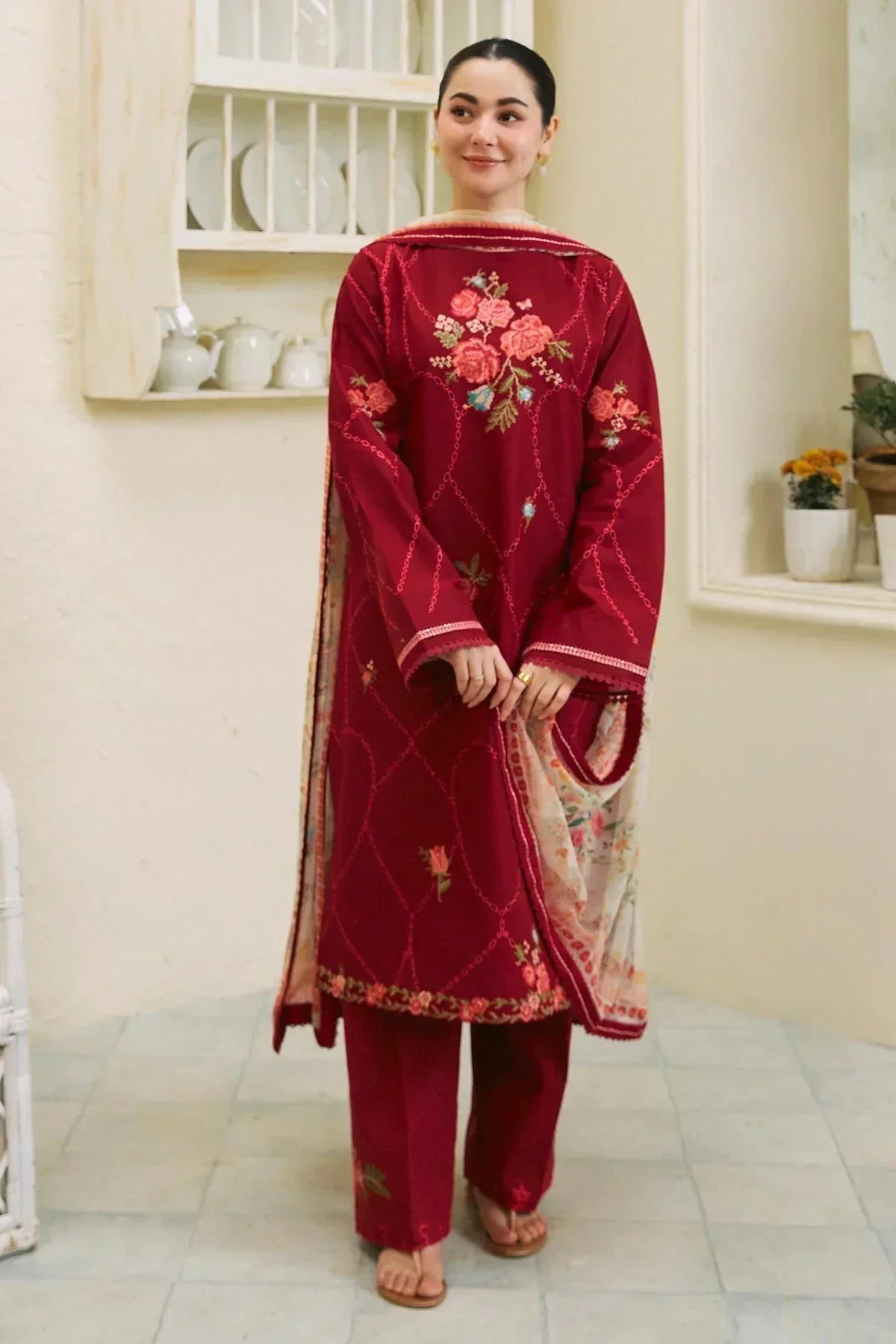 Embroidered Luxury Lawn Unstitched 3Pc | 1001